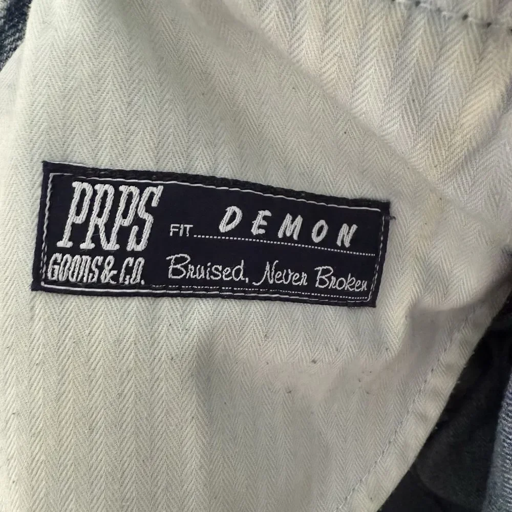 PRPS Demon Fit Mens Size 32 Distressed Button Fly Denim Jeans Light Wash